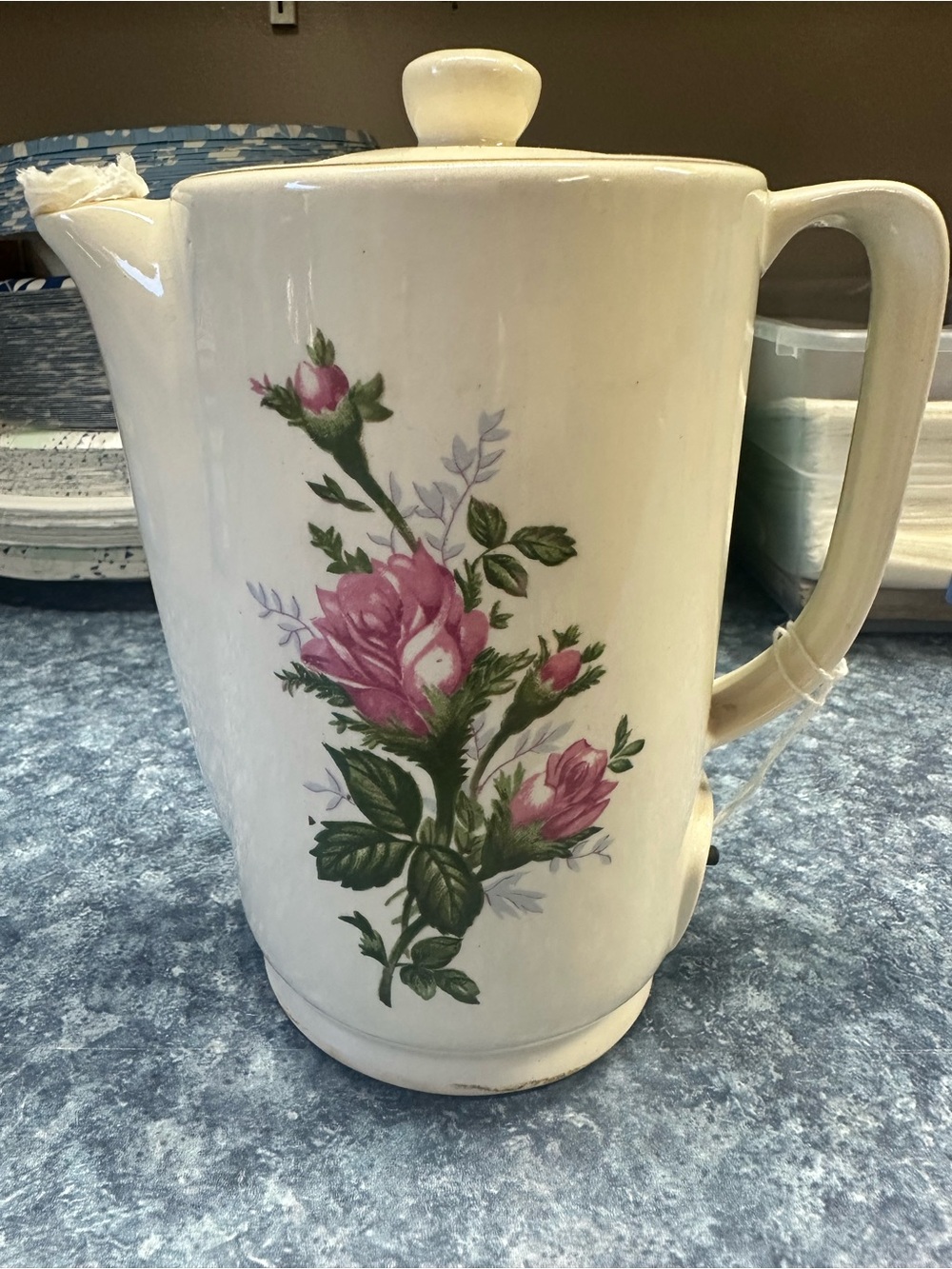 Maruya Vintage Floral Ceramic Pitcher - Pink Rose Design